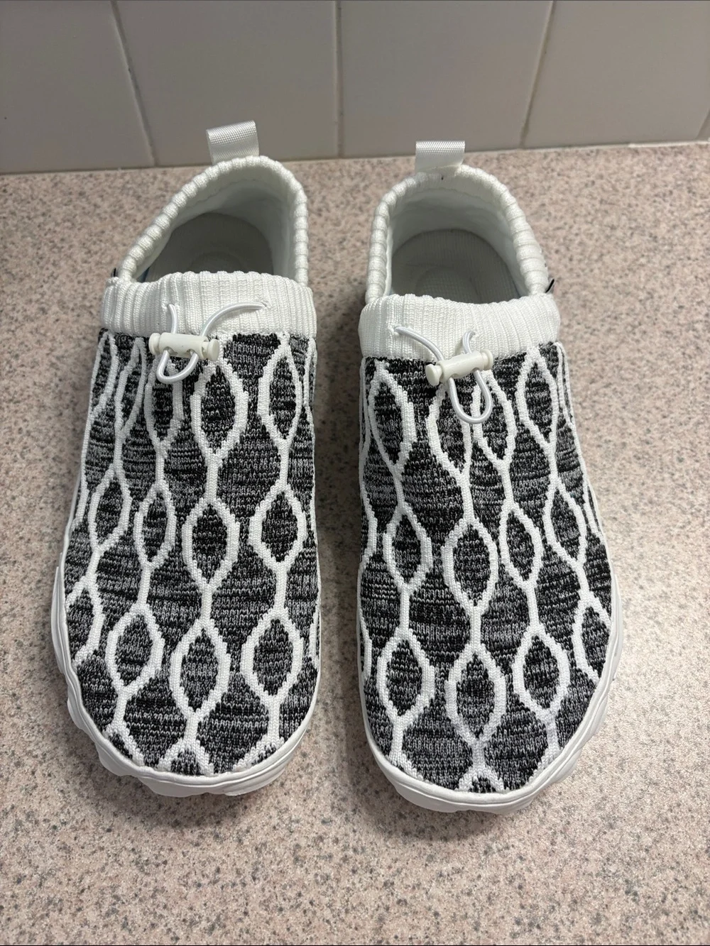 Women’s Black & White Slip-On Cloud Walk Athletic Sneakers